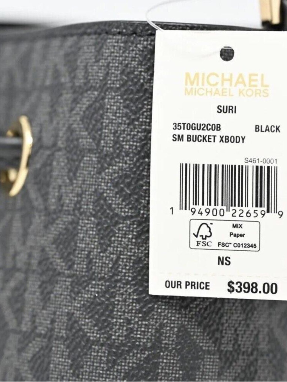Michael Kors Gray MK Monogram Drawstring Bucket Bag - Picture 3 of 7